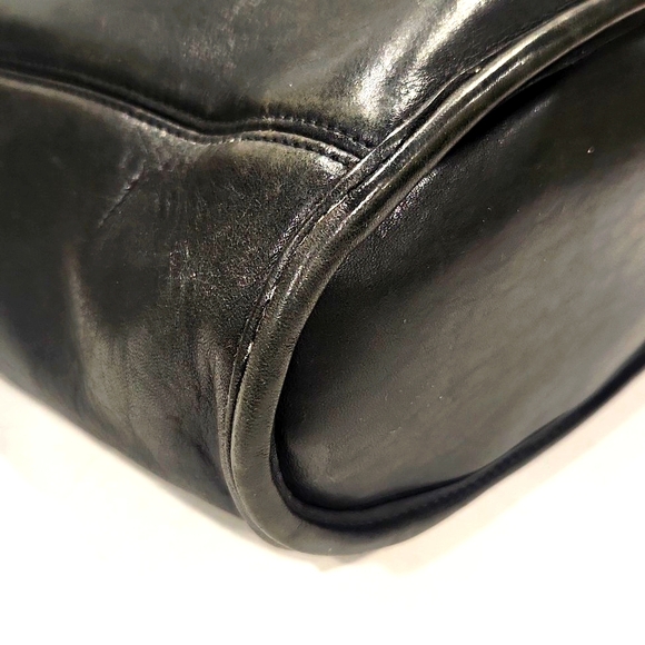 Vintage Coach Slim Black Leather Duffle Tote Shoulder Bag 9060 - Picture 13 of 16